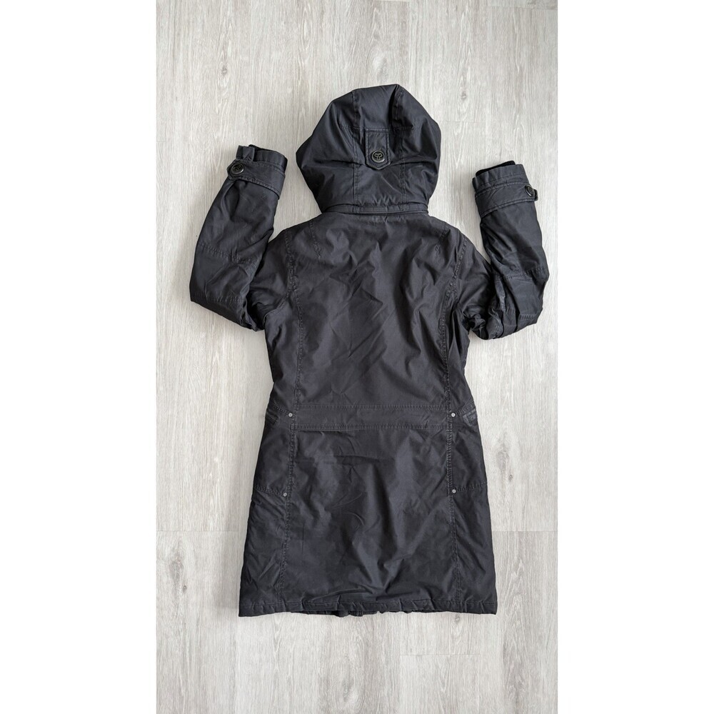 TNA Aritzia Parka Jacket Griffith Black Women M Sherpa Hood Slim Fit Mid-Length - Picture 2 of 16